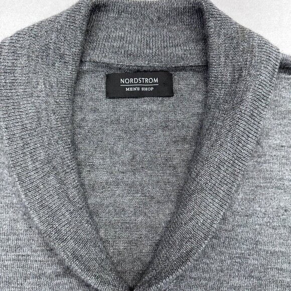 Nordstrom Mens Shop Wool Shawl Collar Cardigan Sweater Size M/L Gray READ - Picture 4 of 10